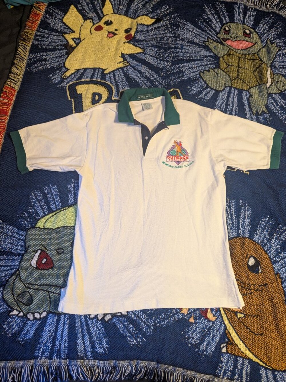 Vintage Outback Steakhouse Members Guest Classic White Polo Shirt size Medium